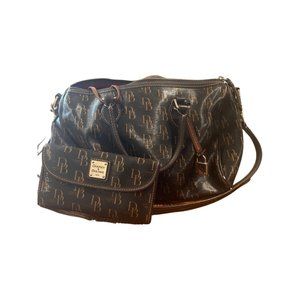 Dooney & Bourke brown leather logo purse and wallet
